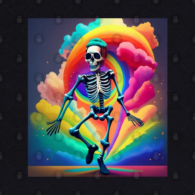 Dancing Skeleton Rainbow by BukovskyART